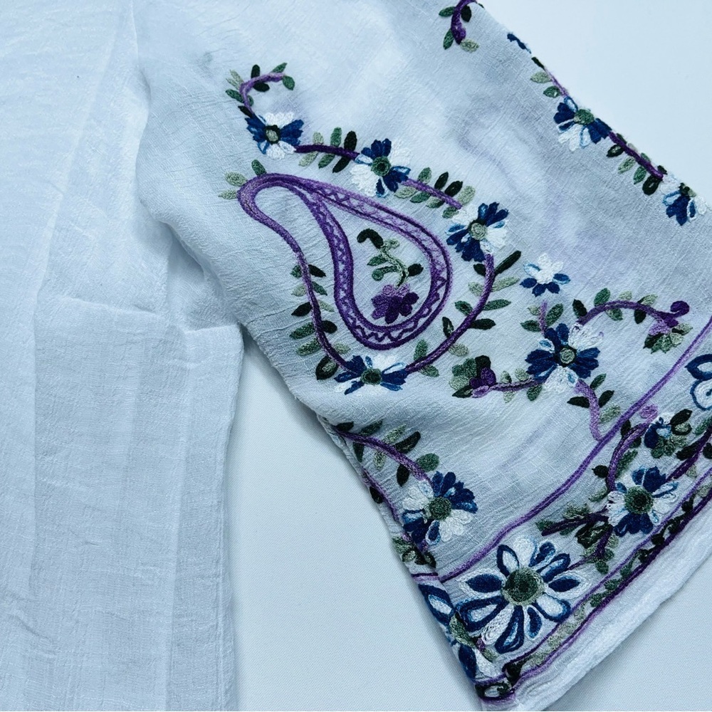 Fig & Flower Embroidered Tunic Womens 2XL Floral Boho Anthropologie Poly Rayon - Picture 4 of 14